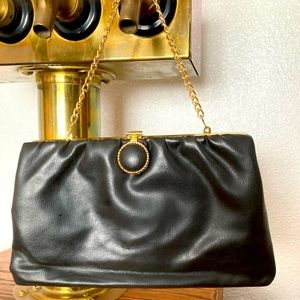 Vintage Soft Black Leather Clutch